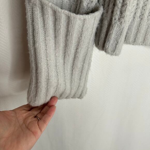 Jason Wu turtleneck sweater light gray chunky knit crop medium boxy oversized - Picture 3 of 6